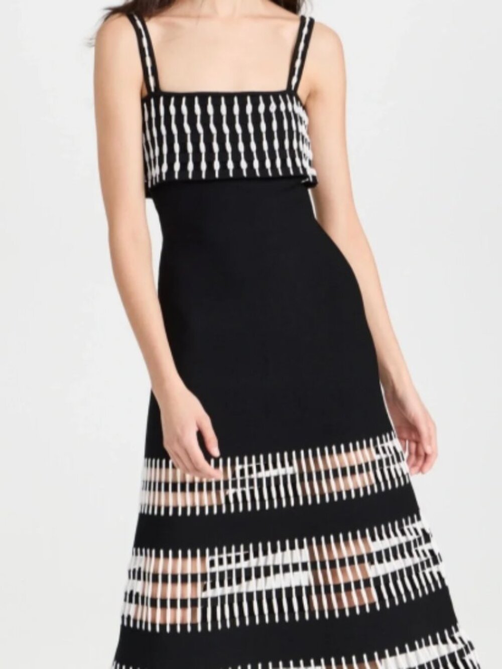 Alexis Black and White Patterned Midi Dress - Picture 4 of 9